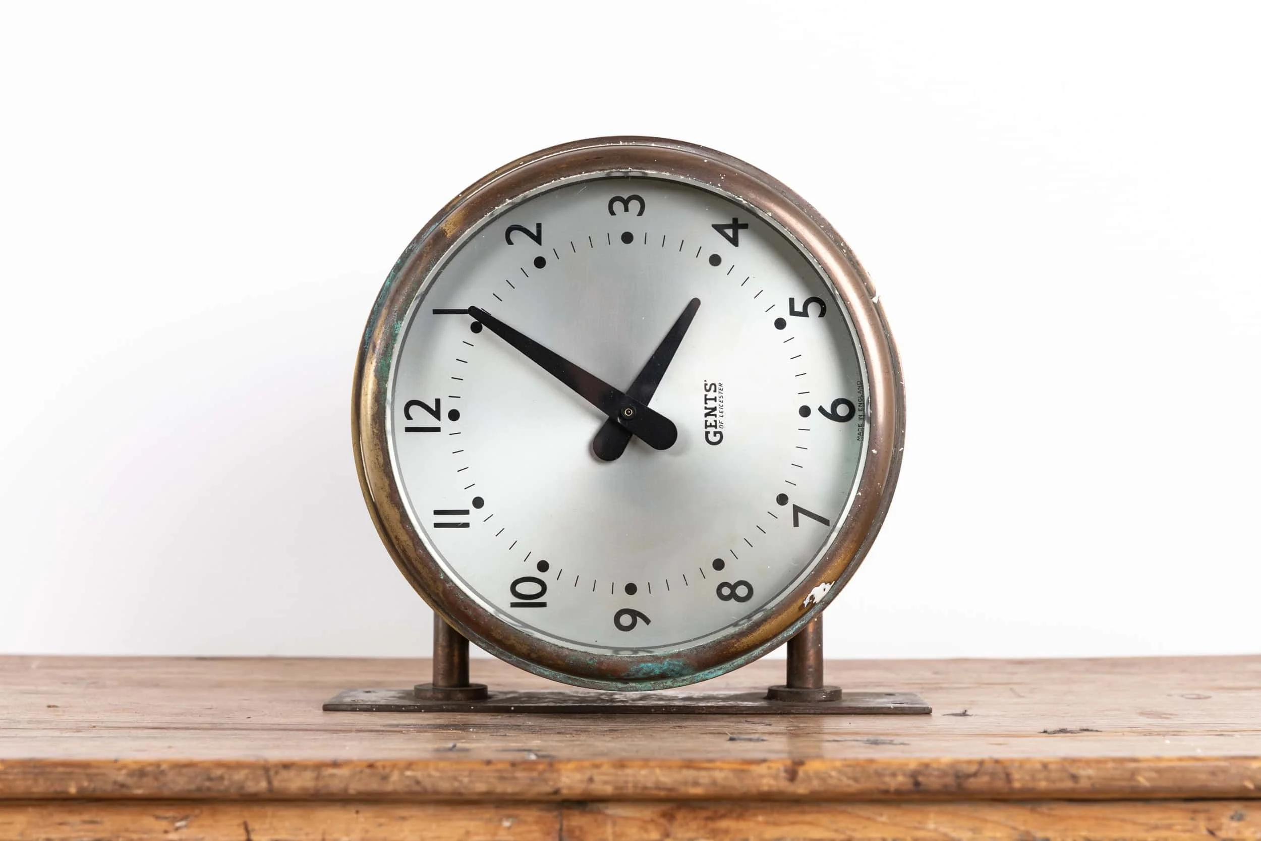 Brass Double Sided Gents of Leicester Clock — Antiques Workshop